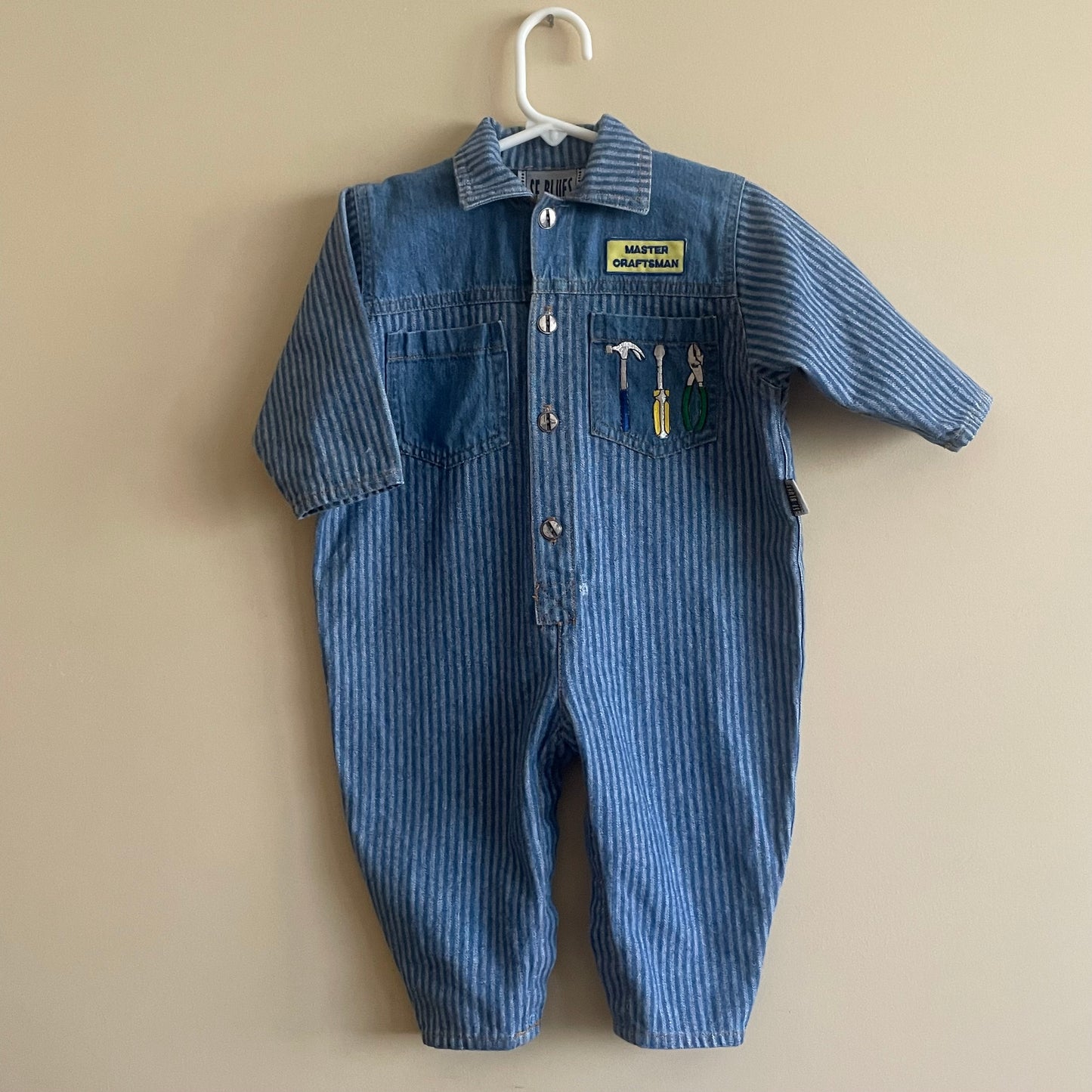 Vintage 80s San Francisco Blue’s Craftsman Denim Onesie - Size 12 Mos