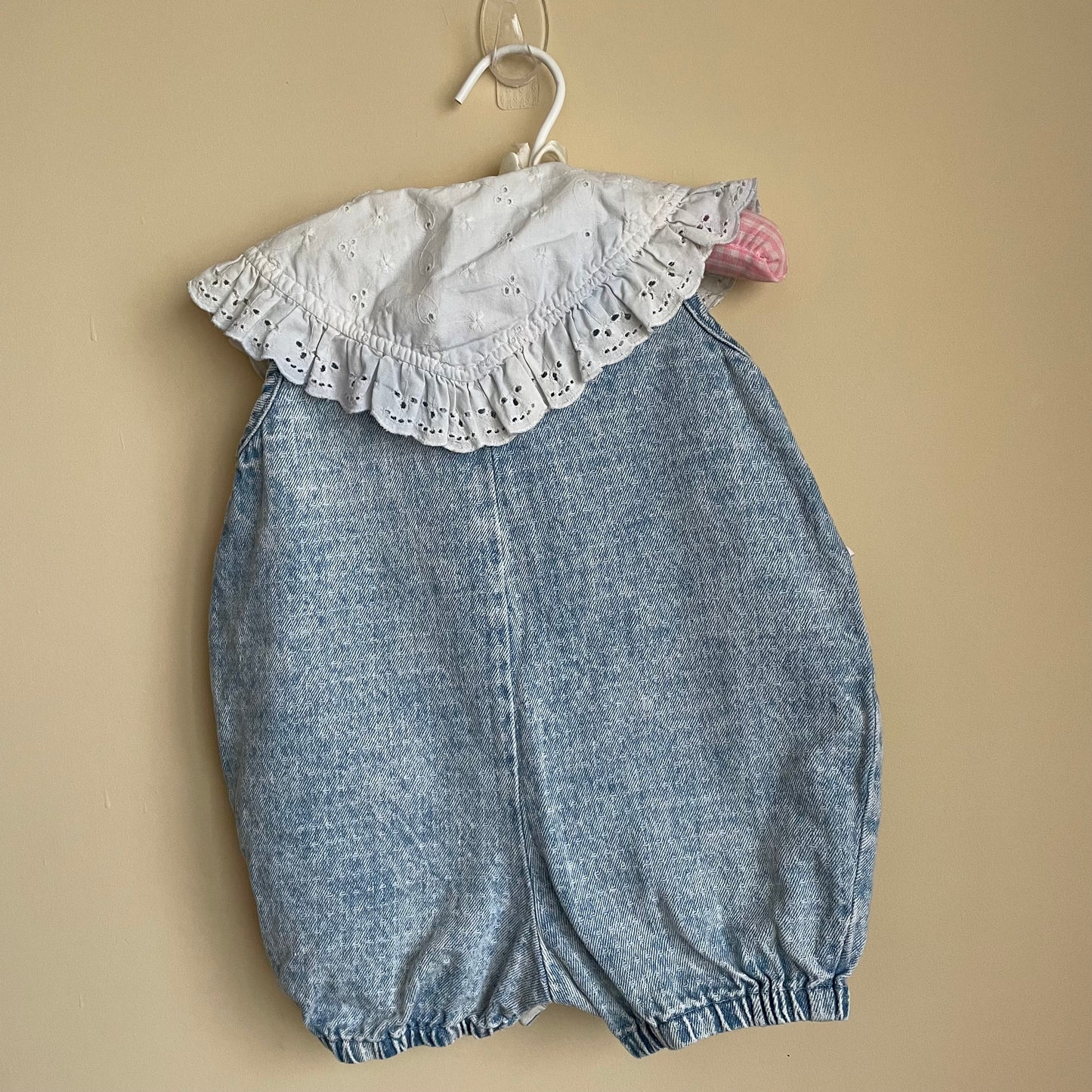 Vintage 90s Primary Acid Wash Denim & Eyelet Bubble - Size 24 Mos