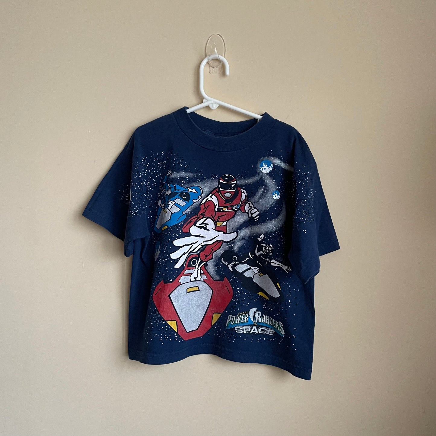 Vintage 90s Saban’s Power Rangers in Space All Over Print Graphic Tee - Size Med (5-6)