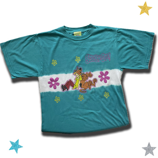 Vintage 90s Scooby-Doo and Shaggy Graphic Tie-Dye Tee With Glitter - Size 14/16