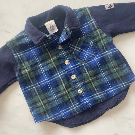 Vintage Old Navy Navy & Green Flannel Swing Jacket - Size 6-12 Mos