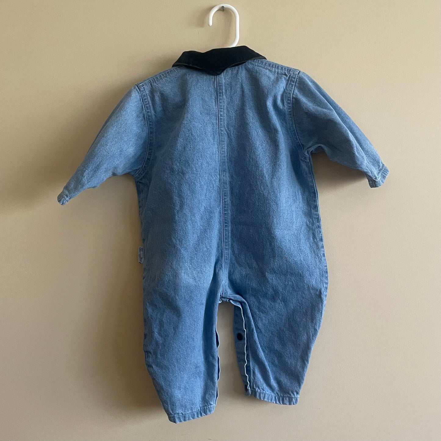 Vintage 90s San Francisco Blues Denim and Velvet Long Sleeve Onesie - Size 12 Mos