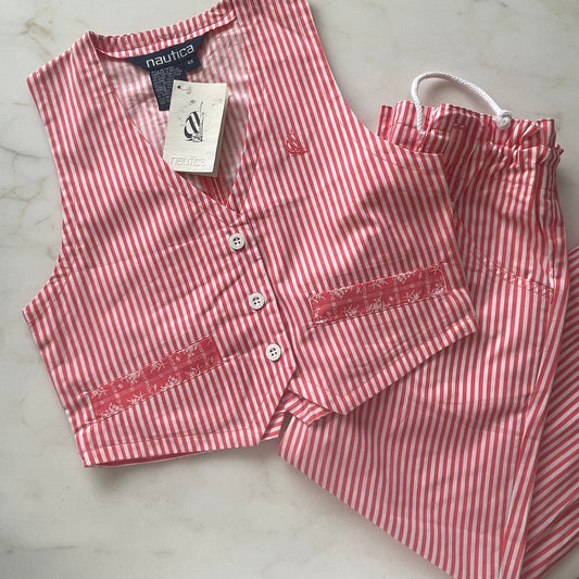 Vintage 90s Nautica Matching Set - Coral Vest & Capris (DEADSTOCK) — Size 6X