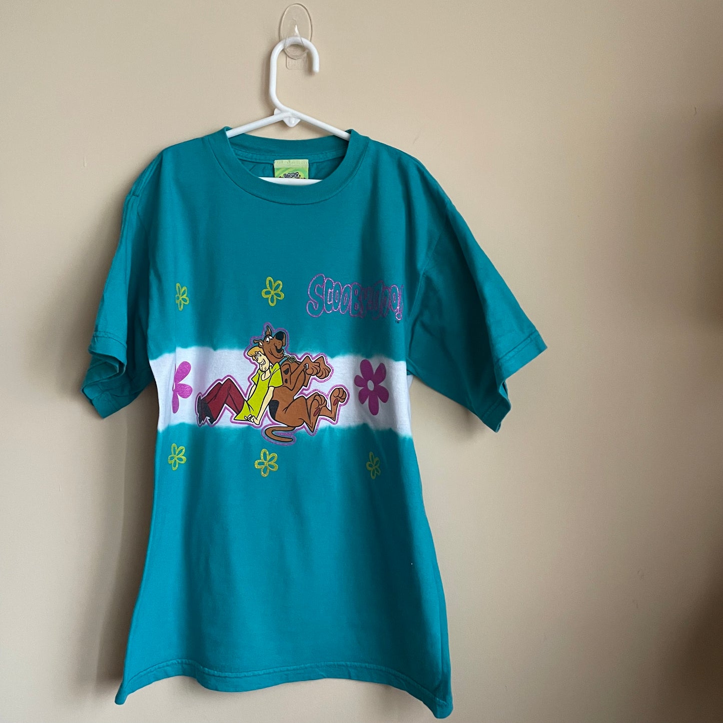 Vintage 90s Scooby-Doo and Shaggy Graphic Tie-Dye Tee With Glitter - Size 14/16