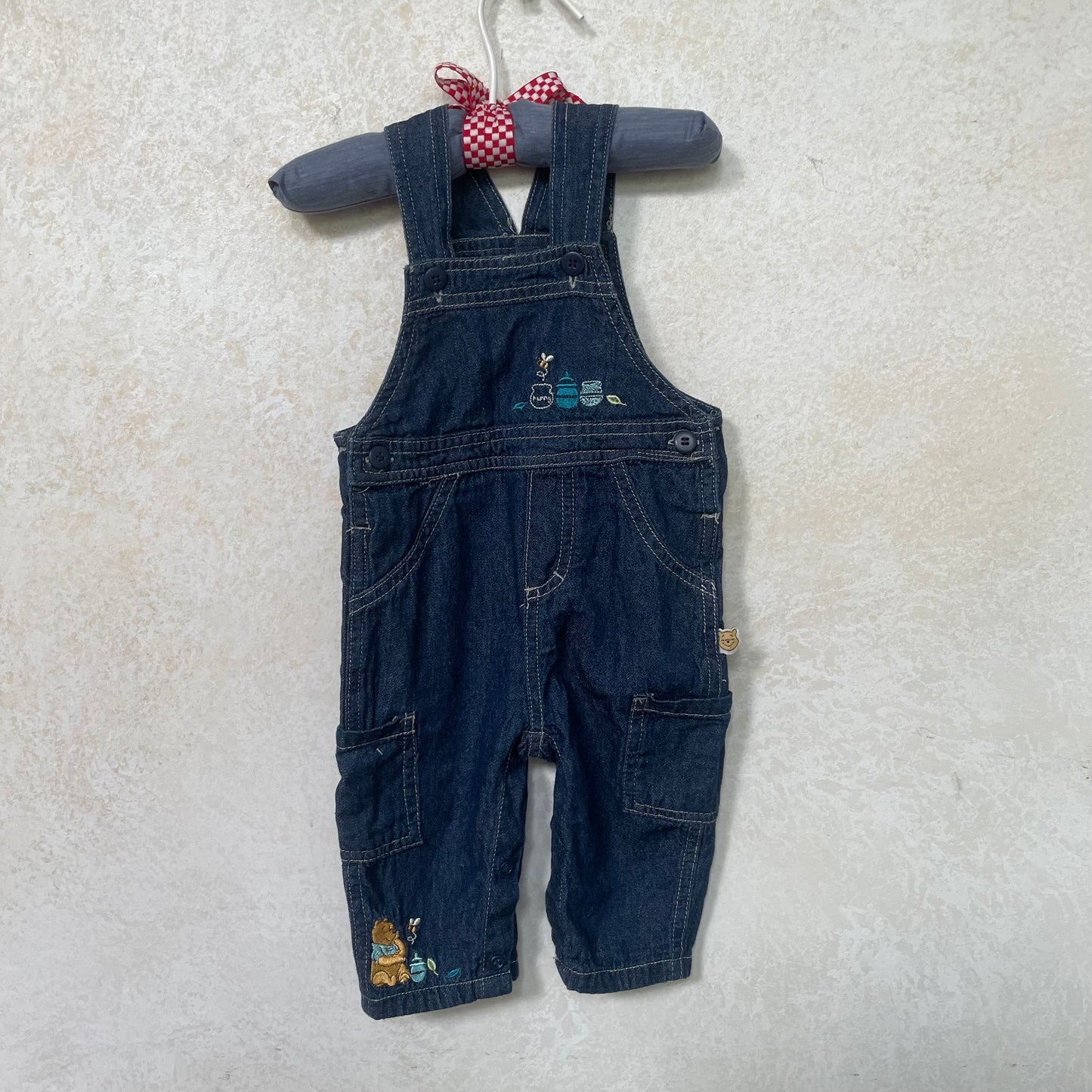 Vintage Y2K Winnie the Pooh Embroidered Overalls by Disney Baby - 3/6 Mos